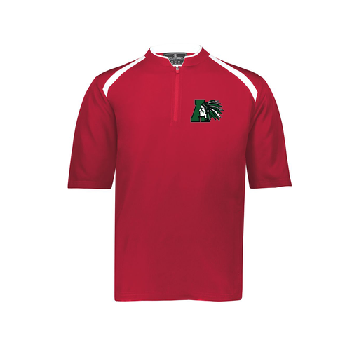 [229581-AS-RED-LOGO1] Men's Dugout Short Sleeve Pullover (Adult S, Red, Logo 1)