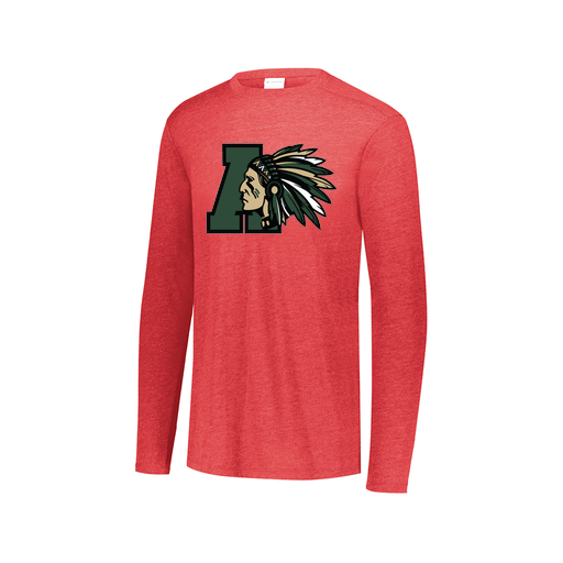 [FTLCUBRD-AXS-LOGO2] Decker Men's Tri-Blend T-Shirt - Long Sleeve (Adult XS, Red, Logo 2)