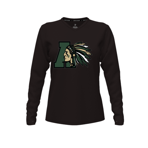 [CUS-DFW-TEES-CMF-VNK-LSL-BLK-FYXS-LOGO2] Decker Comfort T-Shirt (Female Youth XS, Black, V Neck, Logo 2, Long Sleeve)