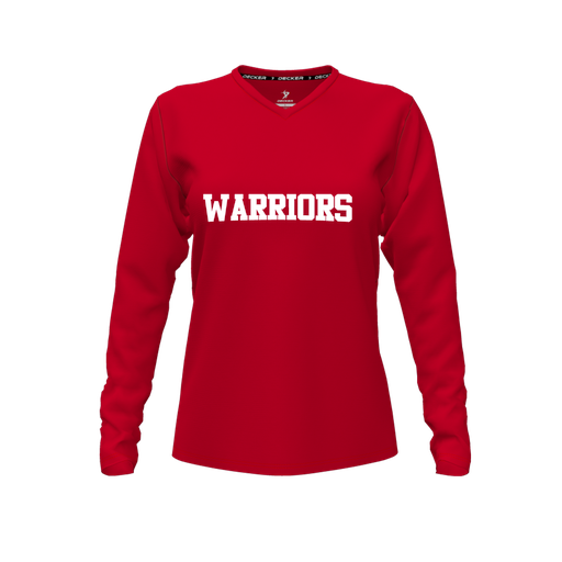 [CUS-DFW-TEES-CMF-VNK-LSL-RED-FYXS-LOGO3] Decker Comfort T-Shirt (Female Youth XS, Red, V Neck, Logo 3, Long Sleeve)