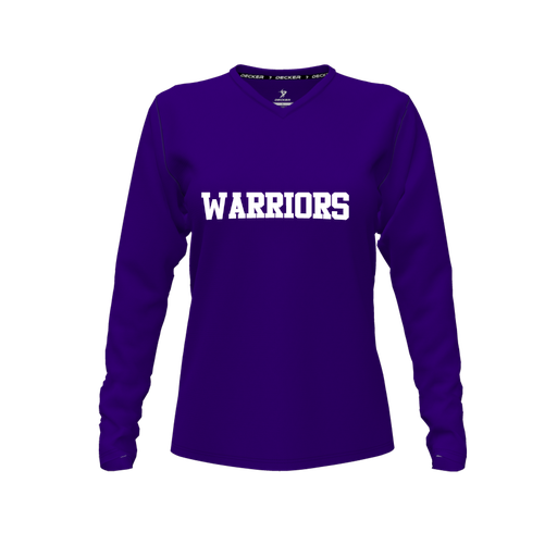 [CUS-DFW-TEES-CMF-VNK-LSL-PUR-FYXS-LOGO3] Decker Comfort T-Shirt (Female Youth XS, Purple, V Neck, Logo 3, Long Sleeve)