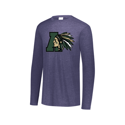 [FTLCUBNV-AXS-LOGO2] Decker Men's Tri-Blend T-Shirt - Long Sleeve (Adult XS, Navy, Logo 2)