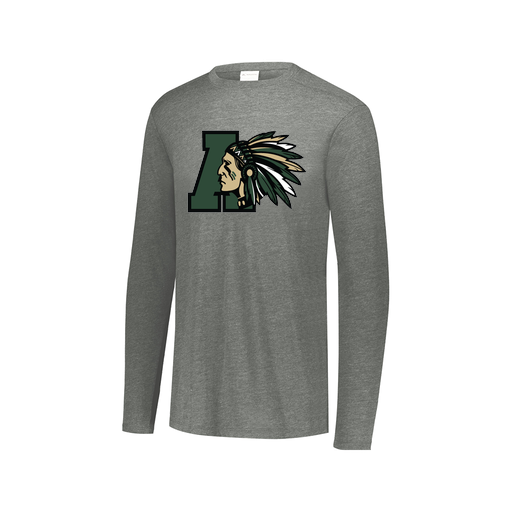 [FTLCUBGY-AXS-LOGO2] Decker Men's Tri-Blend T-Shirt - Long Sleeve (Adult XS, Gray, Logo 2)