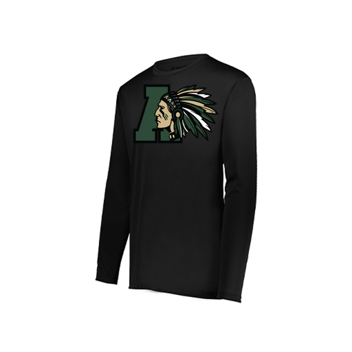 [222823.080.S-LOGO2] Youth LS Smooth Sport Shirt (Youth S, Black, Logo 2)