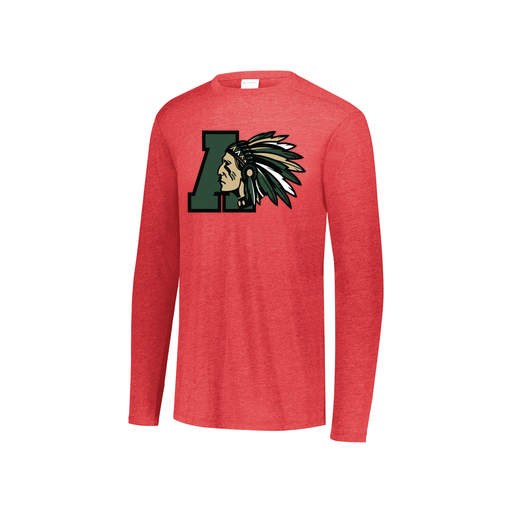 [FTLCUBRD-YS-LOGO2] Decker Youth Tri-Blend T-Shirt - Long Sleeve (Youth S, Red, Logo 2)