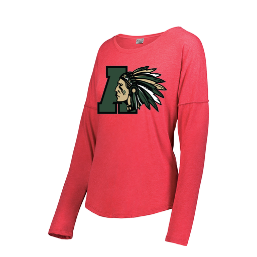 [FTLCUBRD-FAXS-LOGO2] Decker Women's Tri-Blend T-Shirt - Long Sleeve (Female Adult XS, Red, Logo 2)